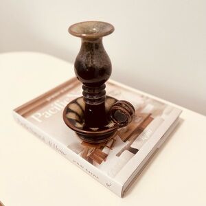 GORGEOUS HANDMADE STUDIO POTTERY CHAMBERSTICK TAPERED CANDLE HOLDER - SURF SHACK